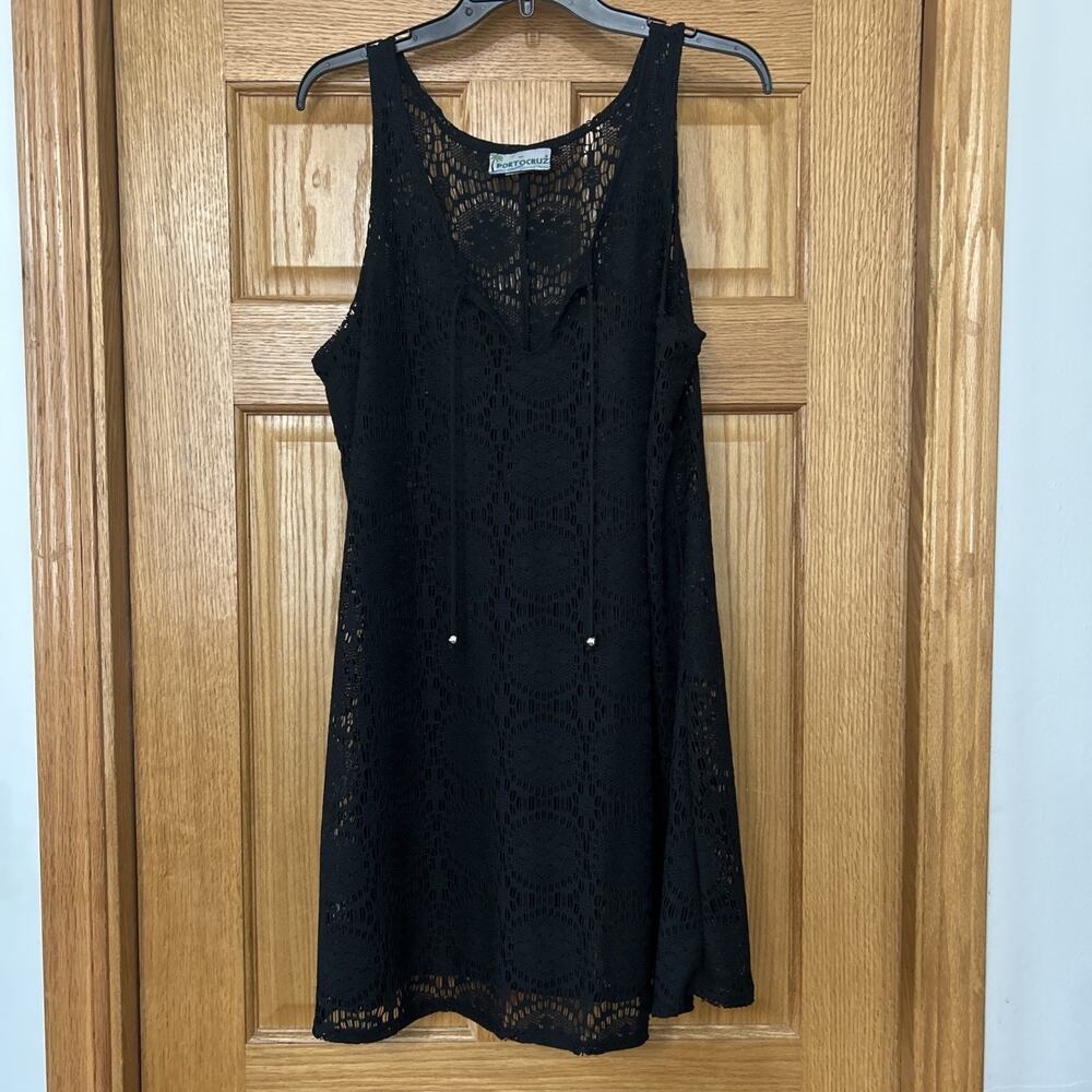PortoCruz Black Mesh Swimsuit Cover Up Sleeveless Beach Dress Women’s Sz 2x?